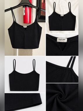 Heart Hips Black Double-Strap Cropped Camisole